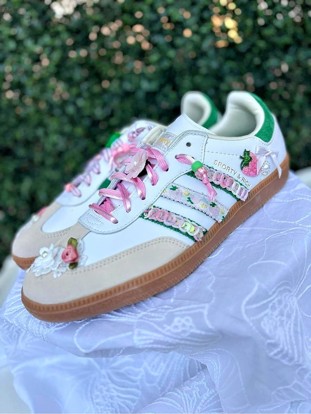 NWOB Sporty & Rich x Adidas Samba OG Sneakers White & Green Sneakers Size 10